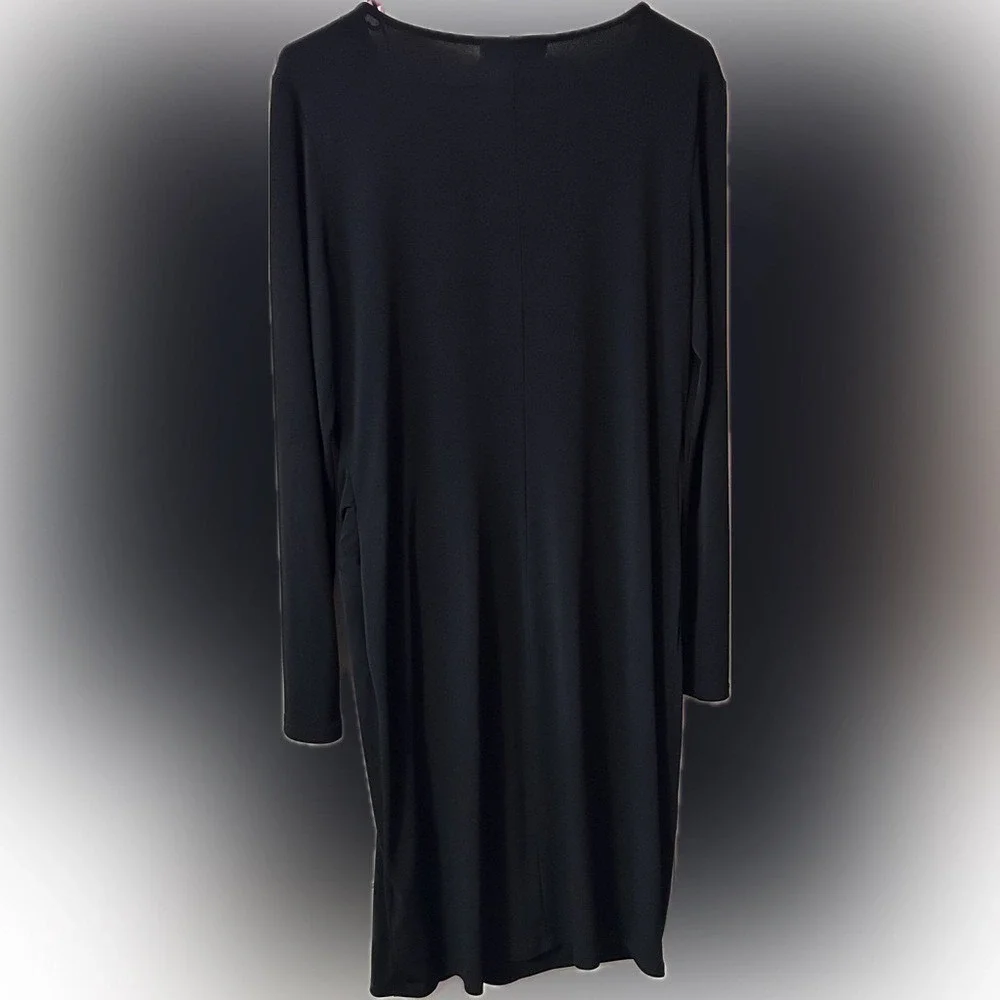 Michael Michael Kors Black Long Sleeve Keyhole Sheath Dress with Side Knot Drape